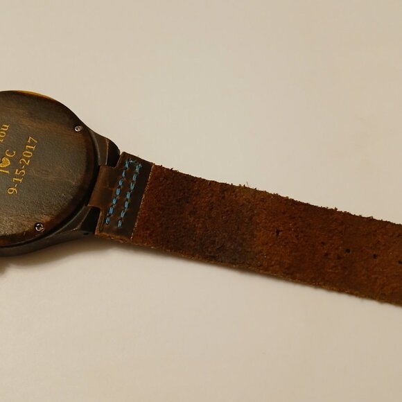 Treehut Classic Ebony Walnut Burl 40mm Brown Casual Boho Analog Watch - Picture 12 of 16